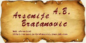 Arsenije Bratanović vizit kartica
